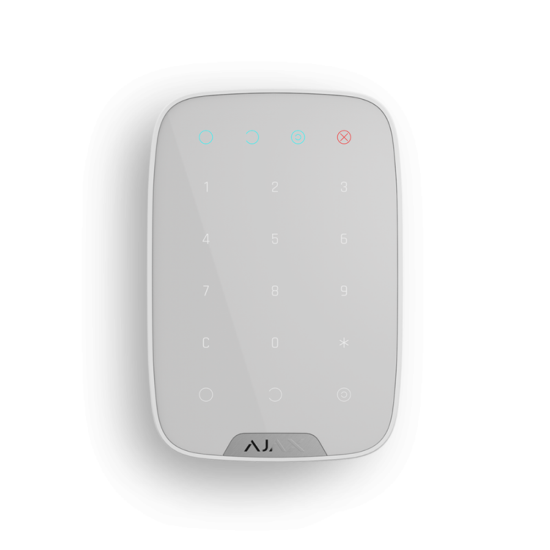 Ajax KeyPad - беспроводная сенсорная клавиатура управления системой безопасности. Цвет белый