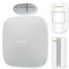 AJAX StarterKit - стартовый комплект GSM сигнализации AJAX. Интеллектуальная централь, датчик движения, датчик открытия, брелок управления. Цвет - белый